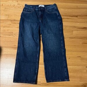 Hollister Curvy Mid-Rise Baggy Jeans in Deep Blue